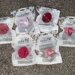 Ryan & Rose Cutie PAT Pacifiers and Teethers - Pink and Red round stage 1